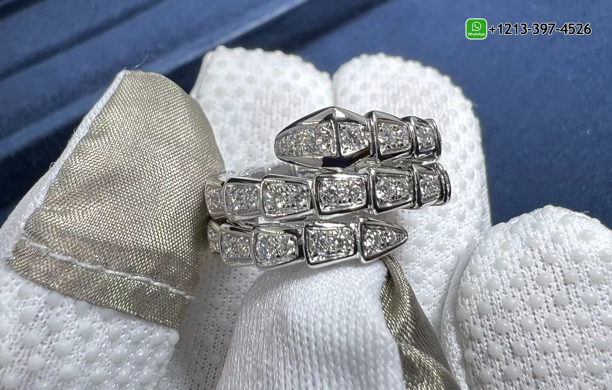 fwryaiqycfd Custom Made Bulgari Serpenti Viper two-coil 18 kt white gold ring with pavé diamonds - High Quality 18k Gold and Diamond Luxury Distinctive Collection Designer Jewelry Customized Factory Price - Image 6