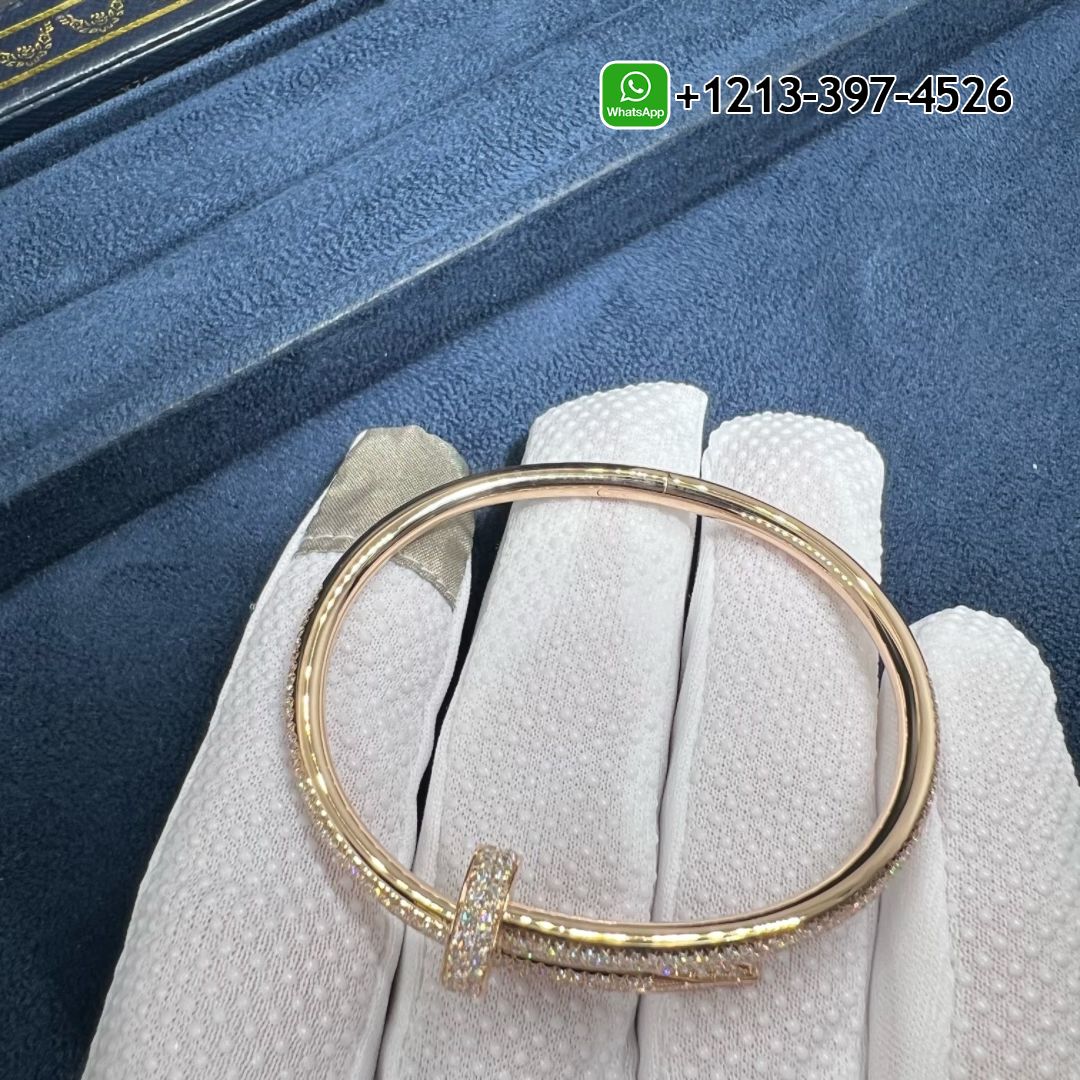 fycfpue5yby Custom Made Cheap 1:1 High Quality Cartier Juste un Clou 18k Rose Gold Pave Diamond Classic Nail Bracelet - High Quality 18k Gold and Diamond Luxury Distinctive Collection Designer Jewelry Customized Factory Price - Image 2