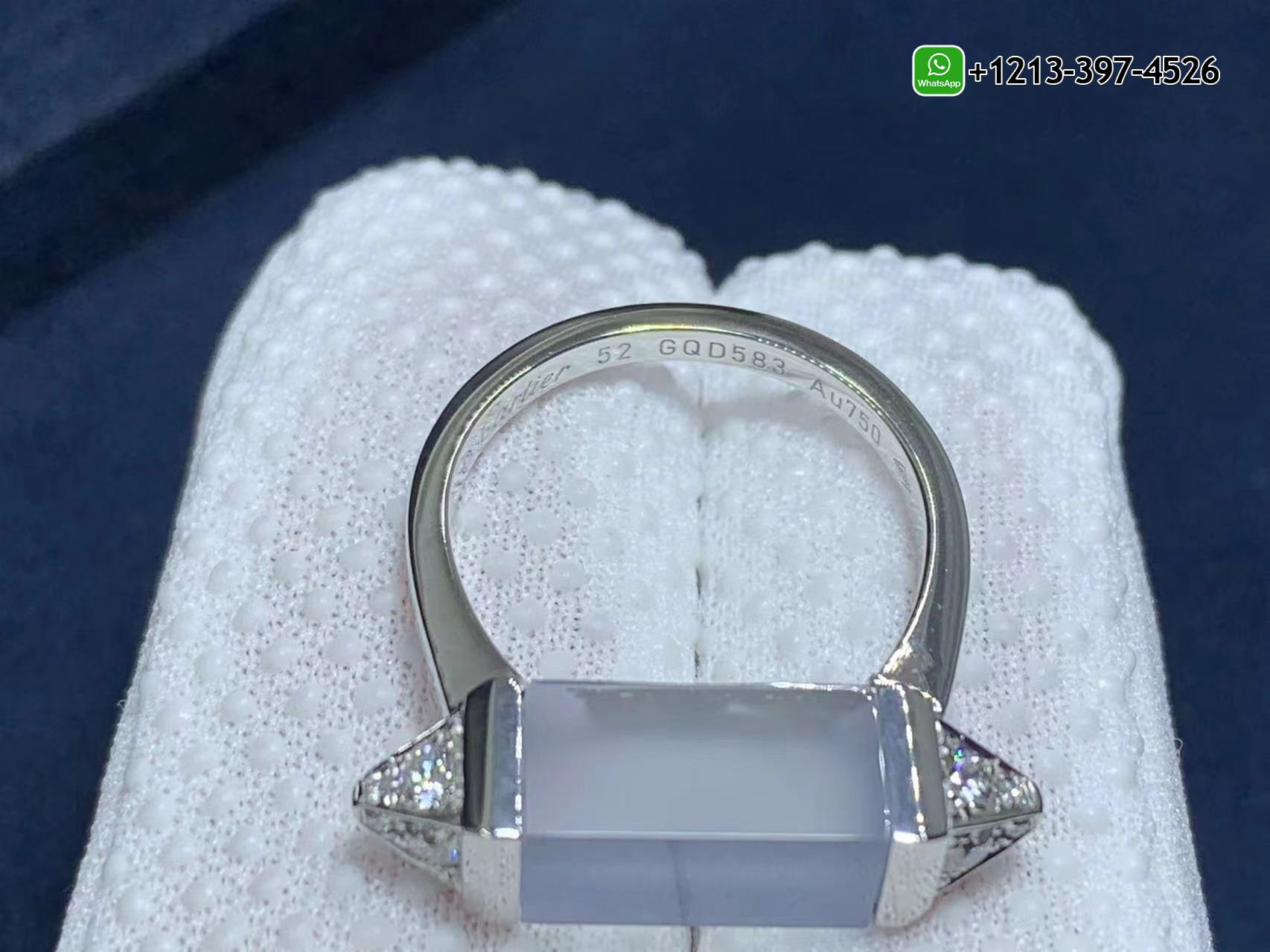 g2tfmp1j44f Custom Made Best Quality 1:1 Cartier Les Berlingots de Cartier 18k White Gold Blue Chalcedony Diamond Ring - High Quality 18k Gold and Diamond Luxury Distinctive Collection Designer Jewelry Customized Factory Price - Image 3