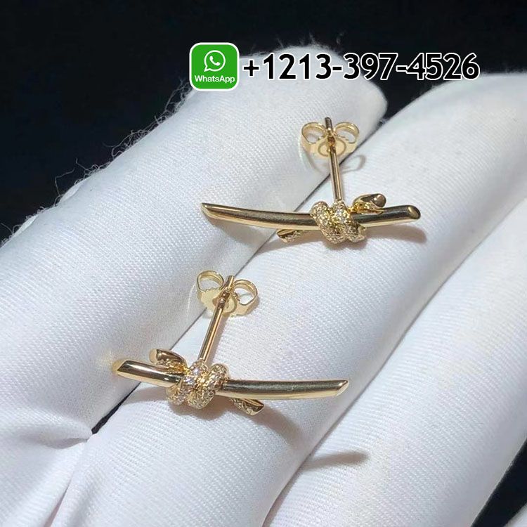 g4md0tv45eg Tiffany 18K Yellow Gold Diamond Knot Earrings - High Quality 18k Gold and Diamond Luxury Distinctive Collection Designer Jewelry Customized Factory Price - Image 2