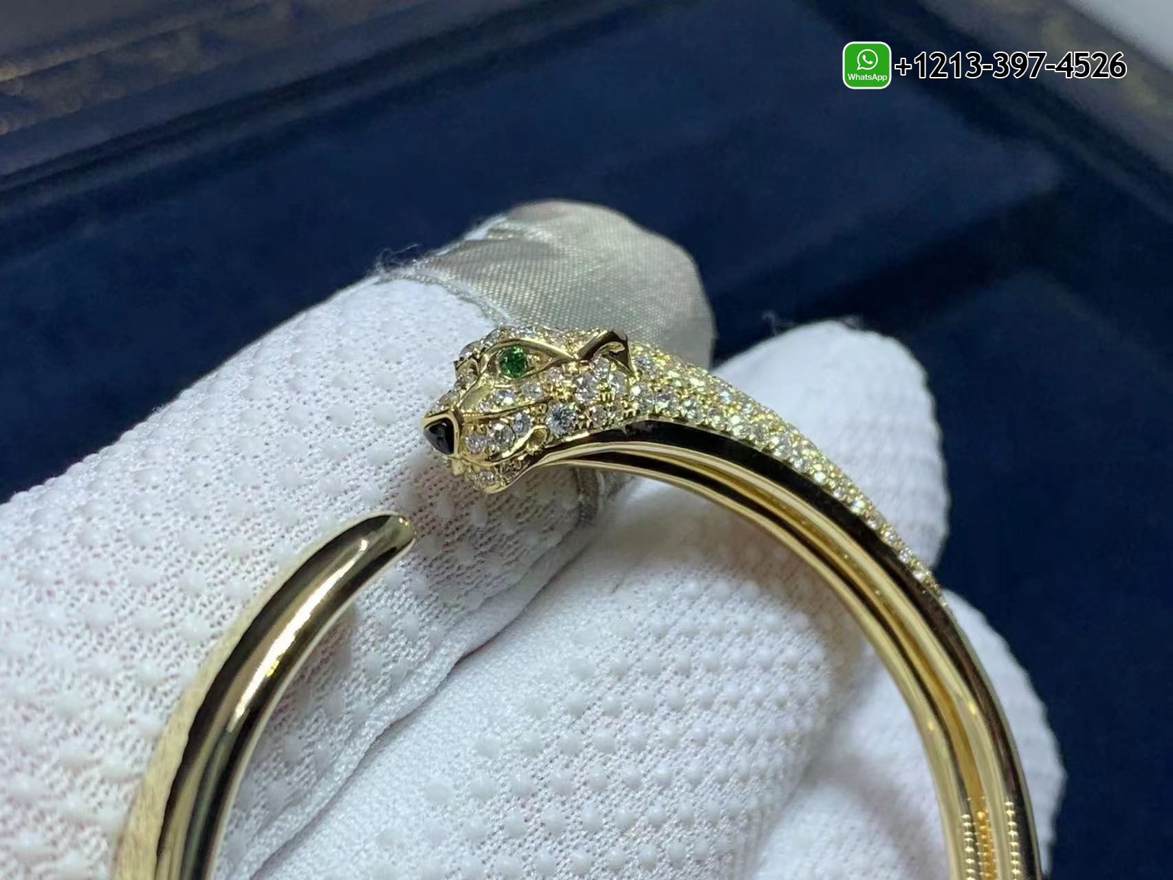 g5cjj030axa Best Sellers 1:1 Quality Cheap Custom Made Cartier 18K Yellow Gold Diamond Emerald Onyx Small Model Panthere De Cartier Bracelet - High Quality 18k Gold and Diamond Luxury Distinctive Collection Designer Jewelry Customized Factory Price - Image 5