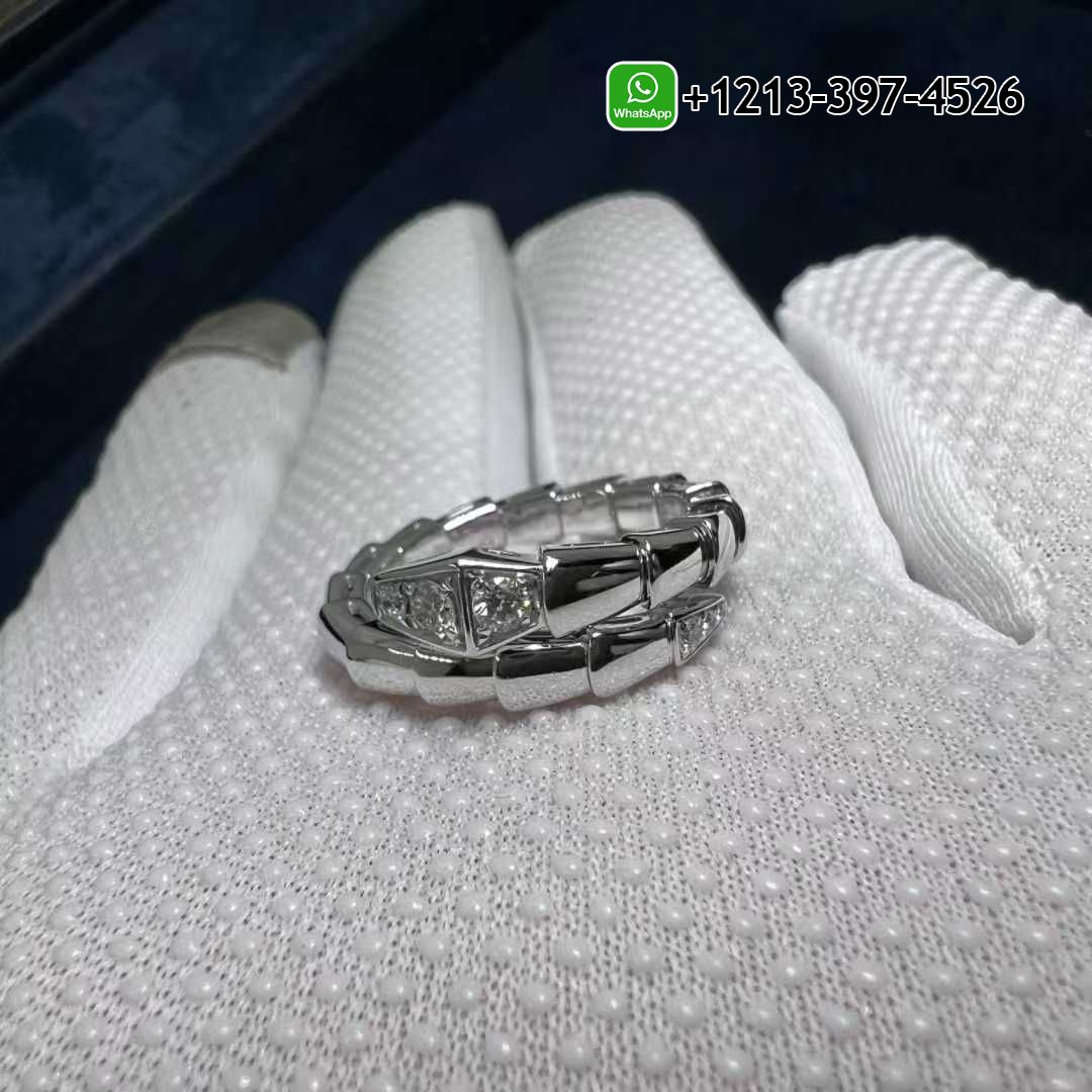 gckkvelwkh5 Custom Made Best Sellers Quality 1:1 Bvlgari Serpenti Viper One-coil Diamond 18K White Gold Ring - High Quality 18k Gold and Diamond Luxury Distinctive Collection Designer Jewelry Customized Factory Price - Image 4