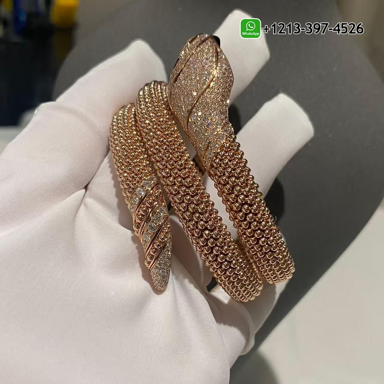 gdu3410cjss Bvlgari 18K Rose Gold Serpenti Diamond & Black Onyx Snake Double Circle Bracelet for sale - High Quality 18k Gold and Diamond Luxury Distinctive Collection Designer Jewelry Customized Factory Price - Image 3