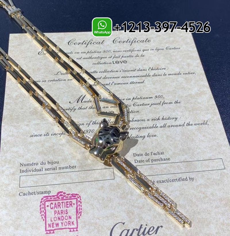 gek41pv50je Best Sellers 1:1 Quality Cheap Custom Made Cartier Panther 18k Yellow Gold Diamond Peridot Onyx Lacquer Tassel Necklace - High Quality 18k Gold and Diamond Luxury Distinctive Collection Designer Jewelry Customized Factory Price - Image 5