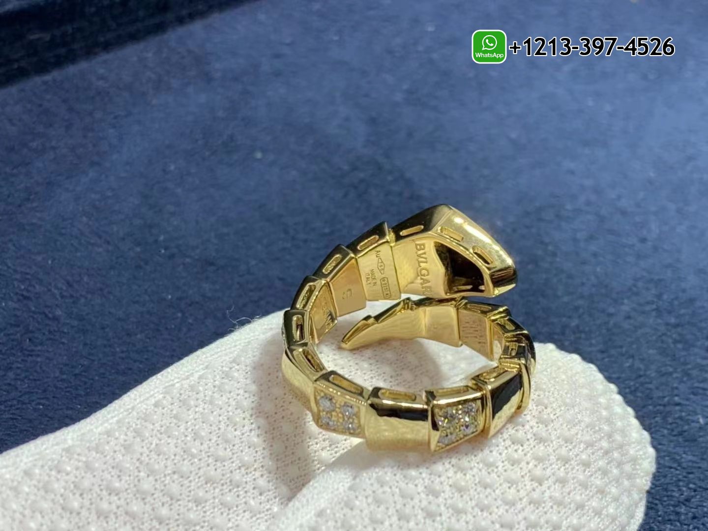 gh5ag4frosx Custom Made Best Quality 1:1 Cheap Bulgari Serpenti Viper 18K Yellow Gold Onyx And Demi Pavé Diamonds One-Coil Ring - High Quality 18k Gold and Diamond Luxury Distinctive Collection Designer Jewelry Customized Factory Price - Image 3