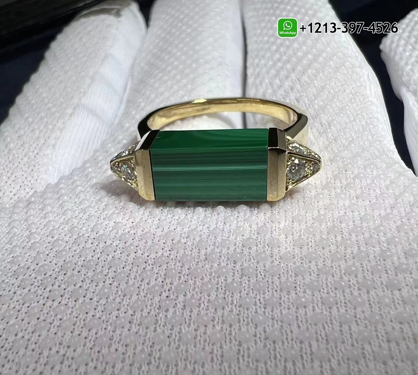 gkaishb0ofv Best Sellers 1:1 Quality Cheap Custom Made Cartier 18K Yellow Gold Diamond & Malachite Les Berlingots de Cartier Ring - High Quality 18k Gold and Diamond Luxury Distinctive Collection Designer Jewelry Customized Factory Price - Image 7