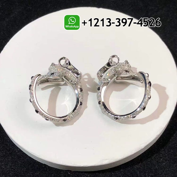gnlotfilomv Custom Made Best Quality 1:1 Cheap Cartier 18k White Gold Pave Diamond Panthère de Cartier Earrings - High Quality 18k Gold and Diamond Luxury Distinctive Collection Designer Jewelry Customized Factory Price - Image 6