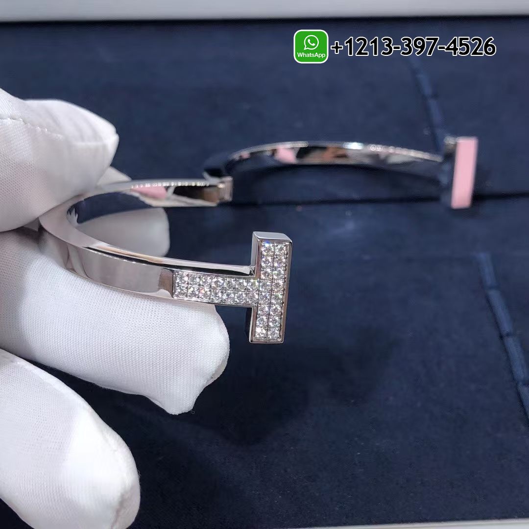 gpnu5jhtwxb Custom Made Best Sellers Quality 1:1 Tiffany 18k White Gold Pave Diamonds T Square Bracelet - High Quality 18k Gold and Diamond Luxury Distinctive Collection Designer Jewelry Customized Factory Price - Image 3