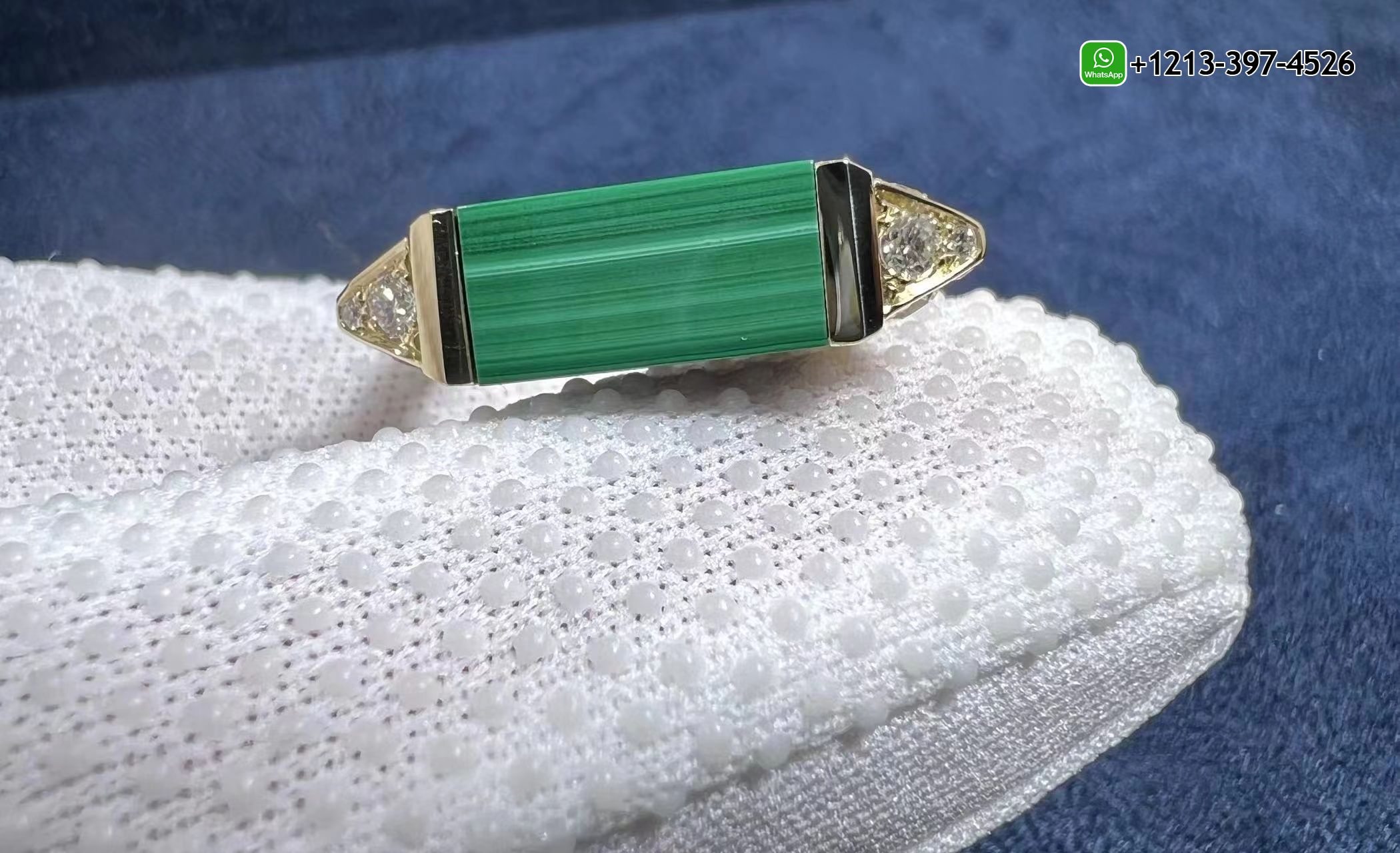 gr25kxb1gi0 Best Sellers 1:1 Quality Cheap Custom Made Cartier 18K Yellow Gold Diamond & Malachite Les Berlingots de Cartier Ring - High Quality 18k Gold and Diamond Luxury Distinctive Collection Designer Jewelry Customized Factory Price - Image 6
