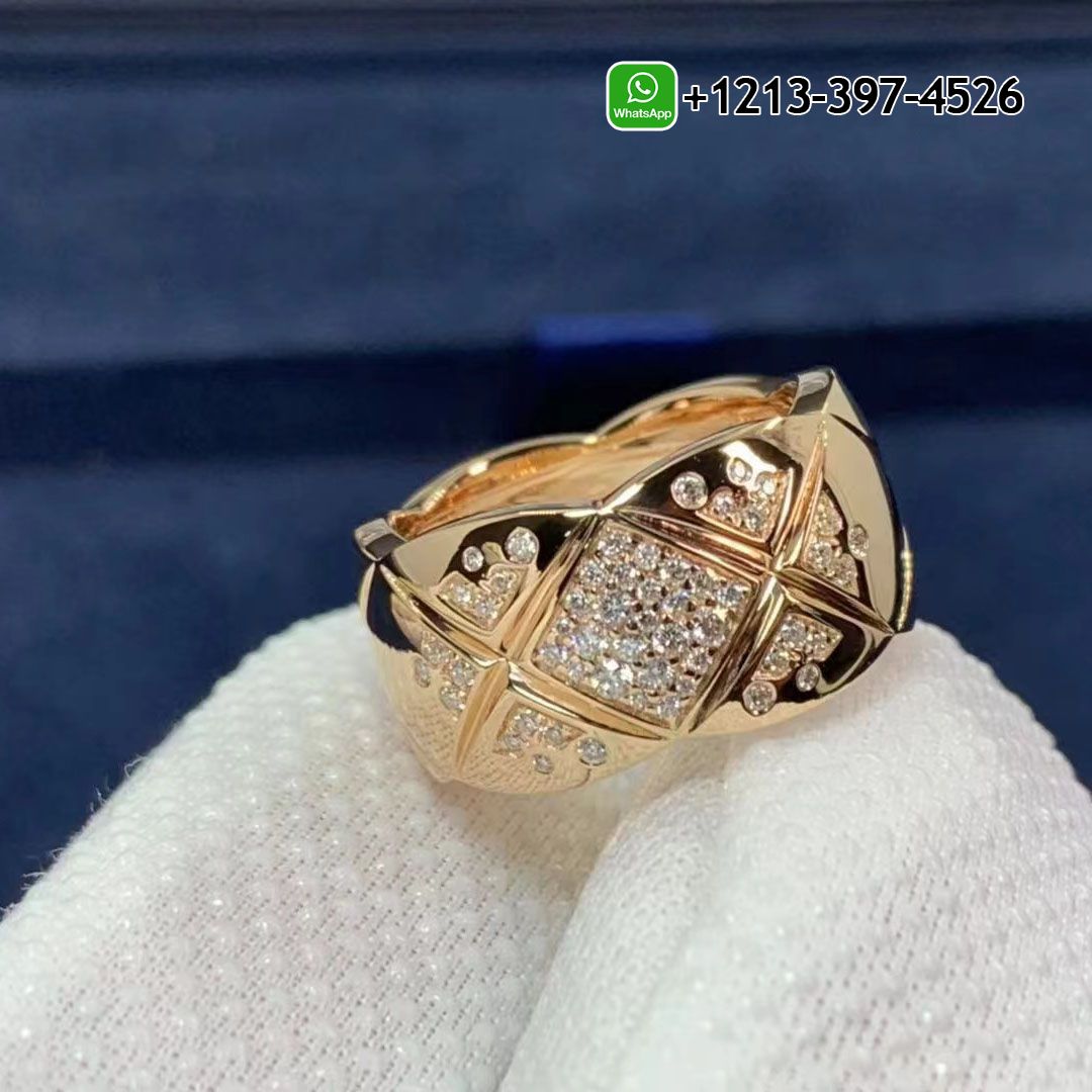 Chanel Beige / Rose Gold Diamond Coco Crush Ring J11100 - High Quality 18k Gold and Diamond Luxury Distinctive Collection Designer Jewelry Customized Factory Price