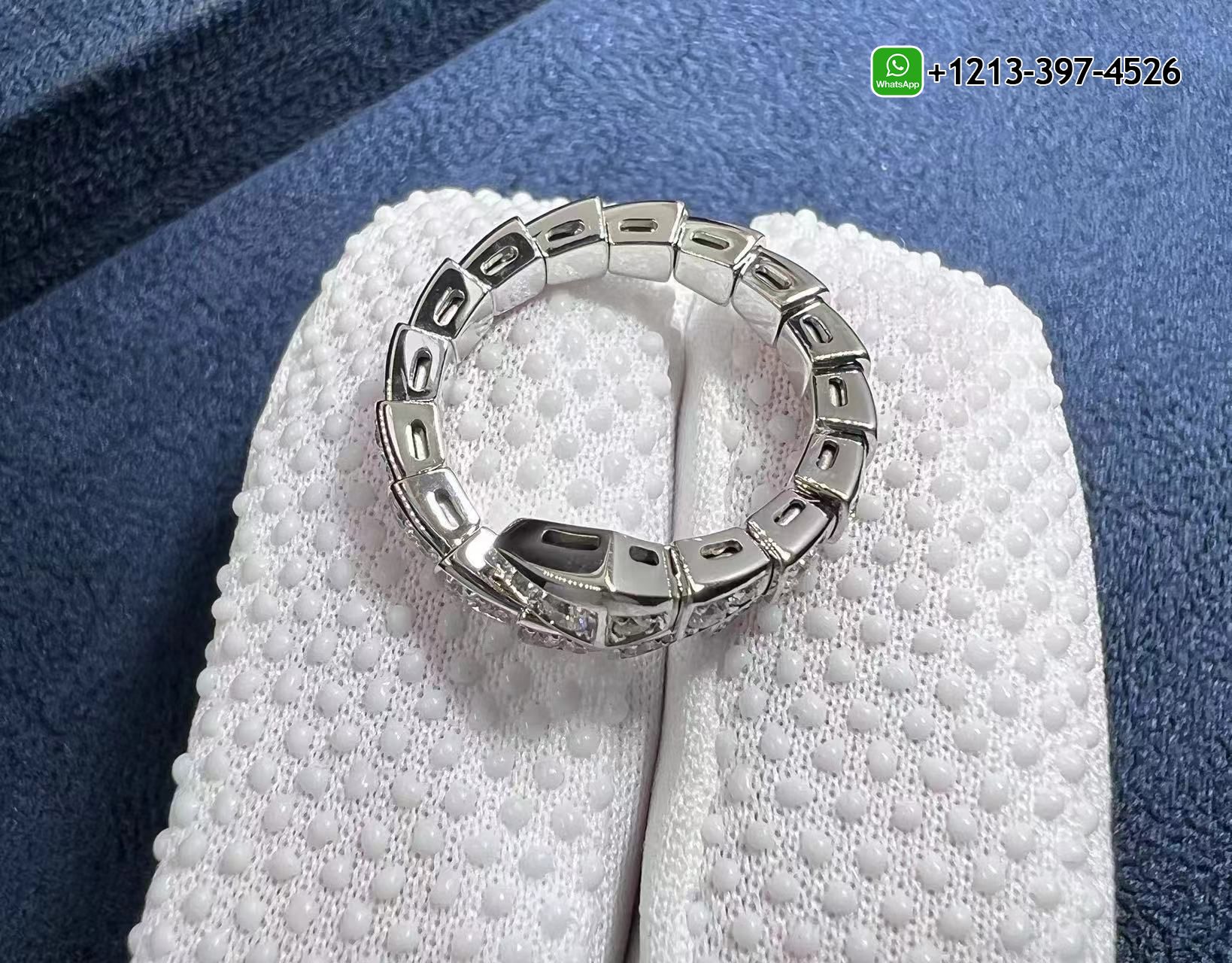 gwwo30esknr 1:1 Best Quality Cheap Bvlgari Serpenti Viper 18K White Gold Pavé Diamonds Wrap Ring - High Quality 18k Gold and Diamond Luxury Distinctive Collection Designer Jewelry Customized Factory Price - Image 3