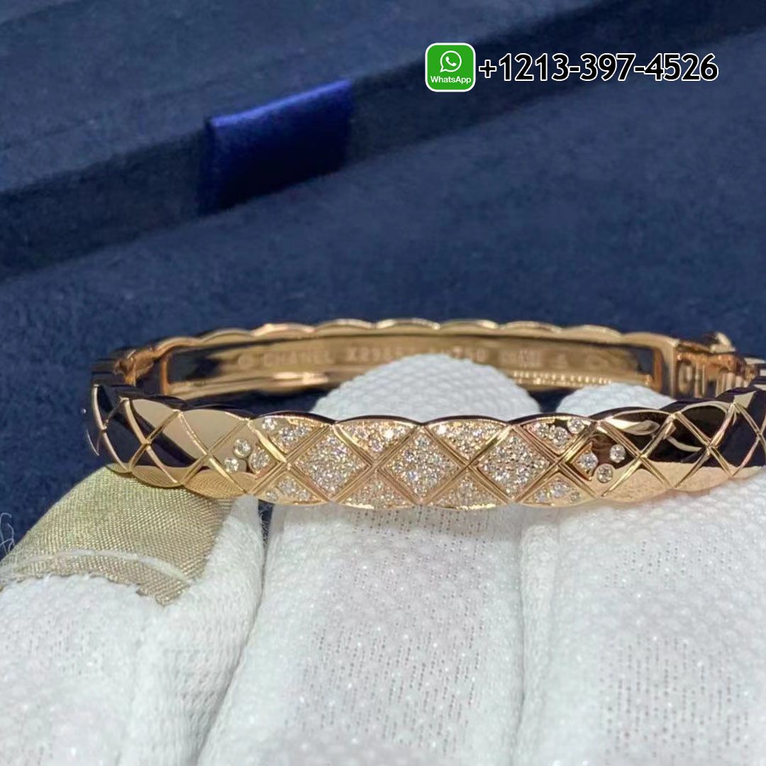 Custom Made Best Quality 1:1 Chanel COCO Crush Bracelet Quilted Motif 18k Beige Gold Diamonds - High Quality 18k Gold and Diamond Luxury Distinctive Collection Designer Jewelry Customized Factory Price