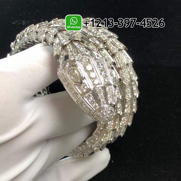 gzrp1demr3e Custom Made Best Quality 1:1 Bvlgari Serpenti Full Pave Diamond Triple Wrap Serpenti 18k White Gold Bracelet - High Quality 18k Gold and Diamond Luxury Distinctive Collection Designer Jewelry Customized Factory Price - Image 6