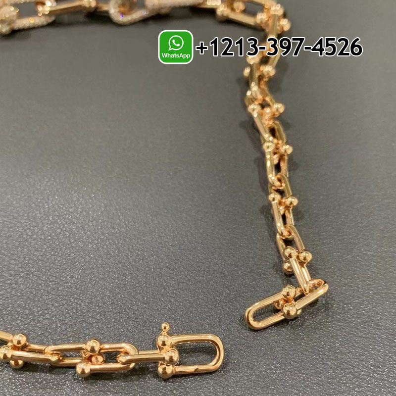 h0m4jyylane Custom Made Best Sellers Quality 1:1 Tiffany City HardWear 18k Rose Gold Pavé Diamonds Graduated Link Necklace - High Quality 18k Gold and Diamond Luxury Distinctive Collection Designer Jewelry Customized Factory Price - Image 3