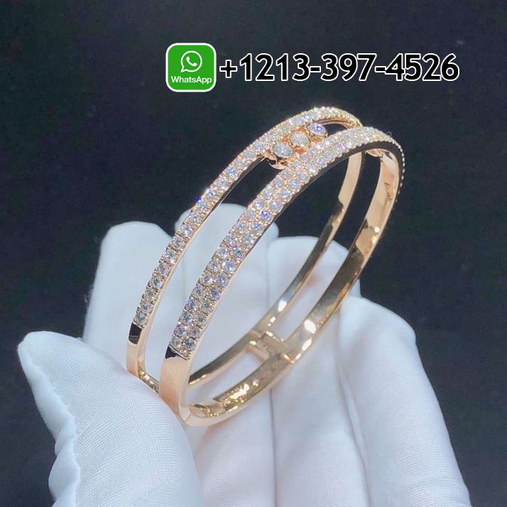 h0yxlyaa0en Custom Made Best Sellers Quality 1:1 Messika 18K Rose Gold Pave Diamond Move Romane Bangle Bracelet - High Quality 18k Gold and Diamond Luxury Distinctive Collection Designer Jewelry Customized Factory Price - Image 6