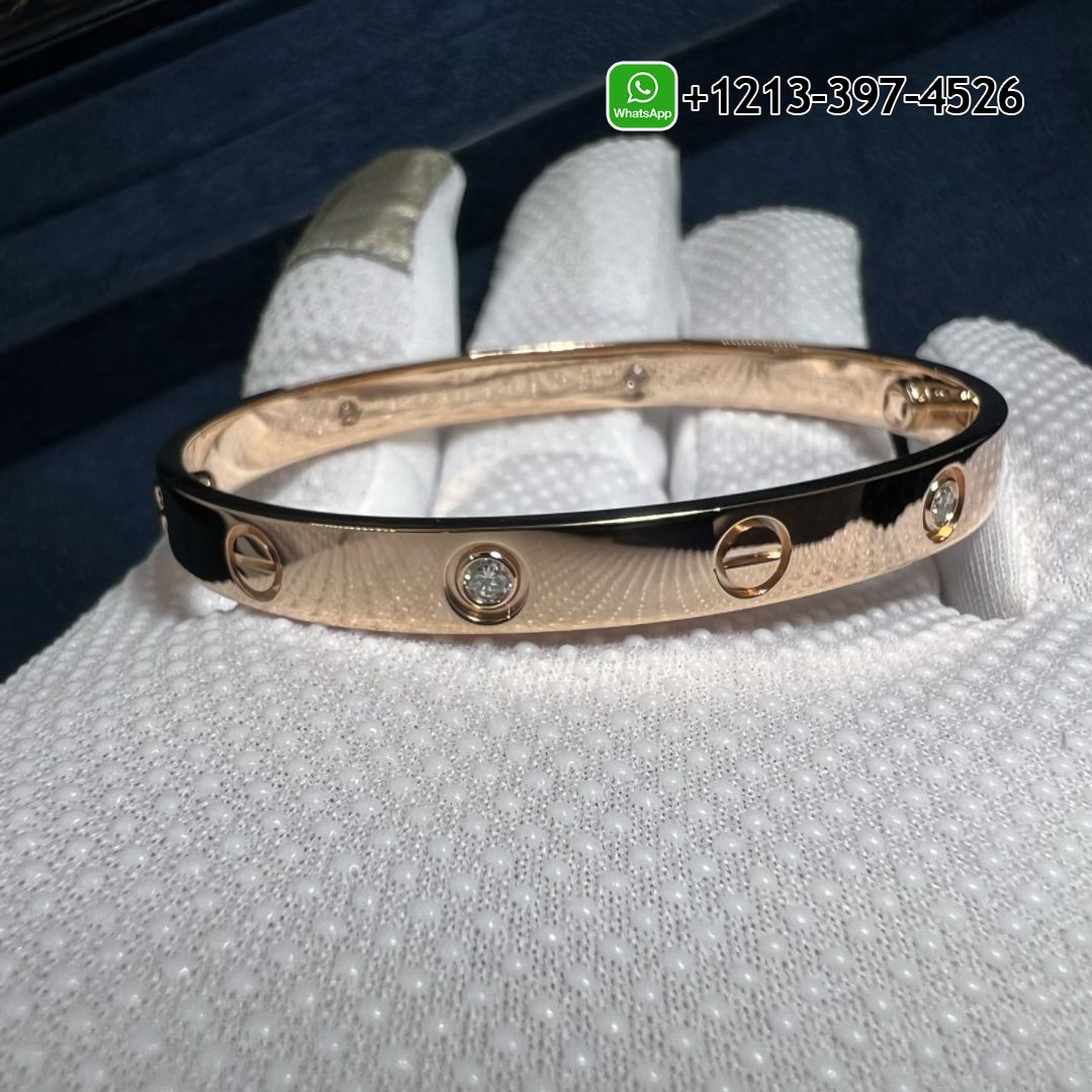 h2u3awjm34x Custom Made Top Quality Cartier 4 Diamonds Love Bracelet 18K Rose Gold - High Quality 18k Gold and Diamond Luxury Distinctive Collection Designer Jewelry Customized Factory Price - Image 4
