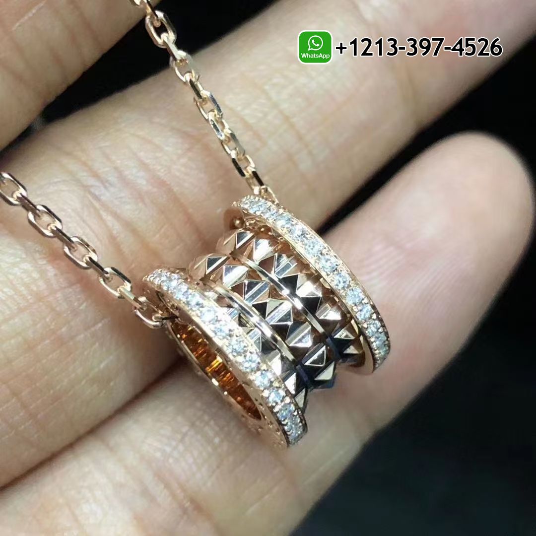 h2w3h4wcivk Custom Made Best Sellers Quality 1:1 Copy Bulgari B.zero1 Rock 18 kt Yellow Gold With Pavé Diamonds Pendant Necklace - High Quality 18k Gold and Diamond Luxury Distinctive Collection Designer Jewelry Customized Factory Price - Image 4