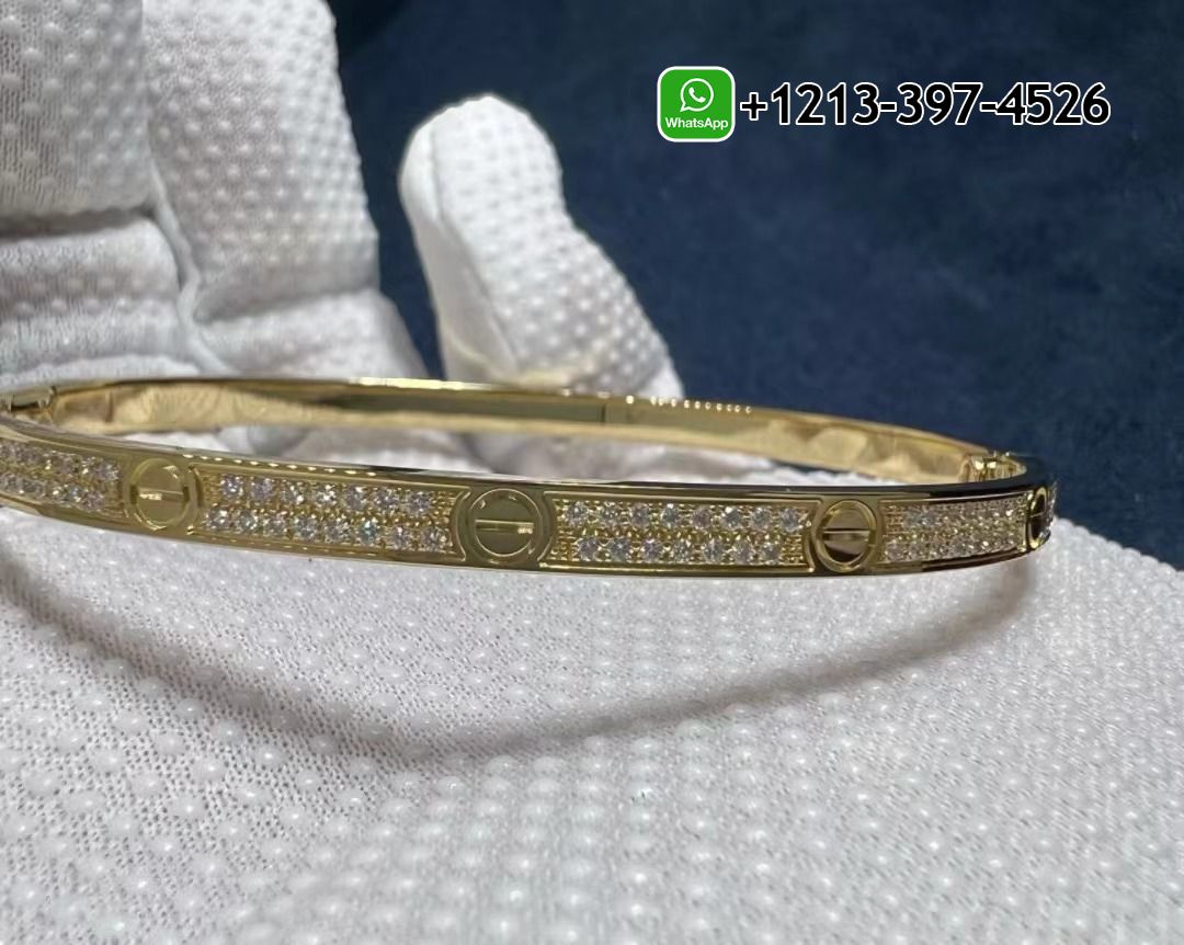 h4auyuirlu1 Custom Made Cartier Love Bracelet Pave Diamond Small Model 18k Yellow Gold - High Quality 18k Gold and Diamond Luxury Distinctive Collection Designer Jewelry Customized Factory Price - Image 7