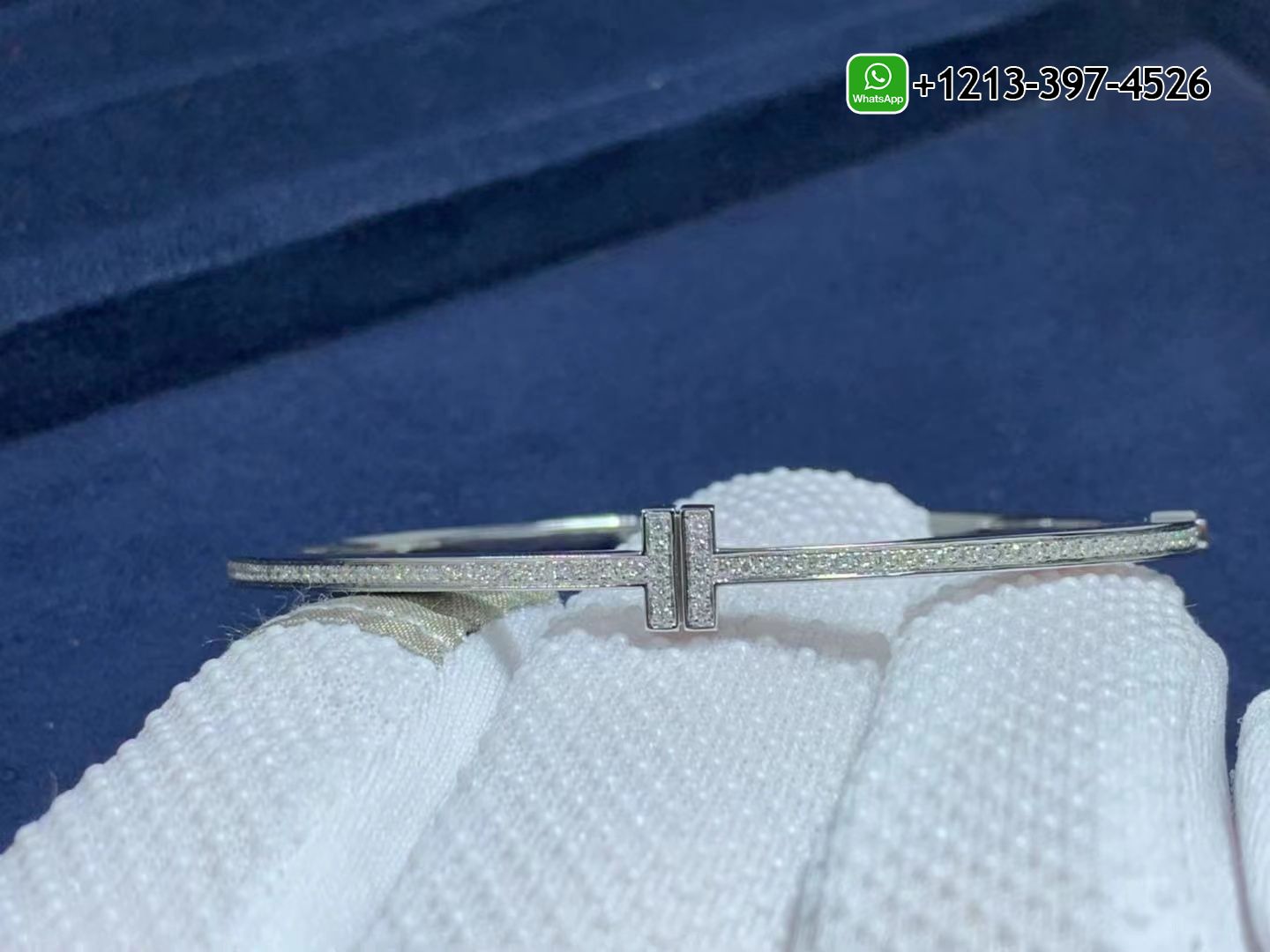 h5vnnohvin3 Best Sellers 1:1 Quality Cheap Custom Made Tiffany 18K White Gold Diamond Hinged T Wire Bangle Bracelet - High Quality 18k Gold and Diamond Luxury Distinctive Collection Designer Jewelry Customized Factory Price - Image 4