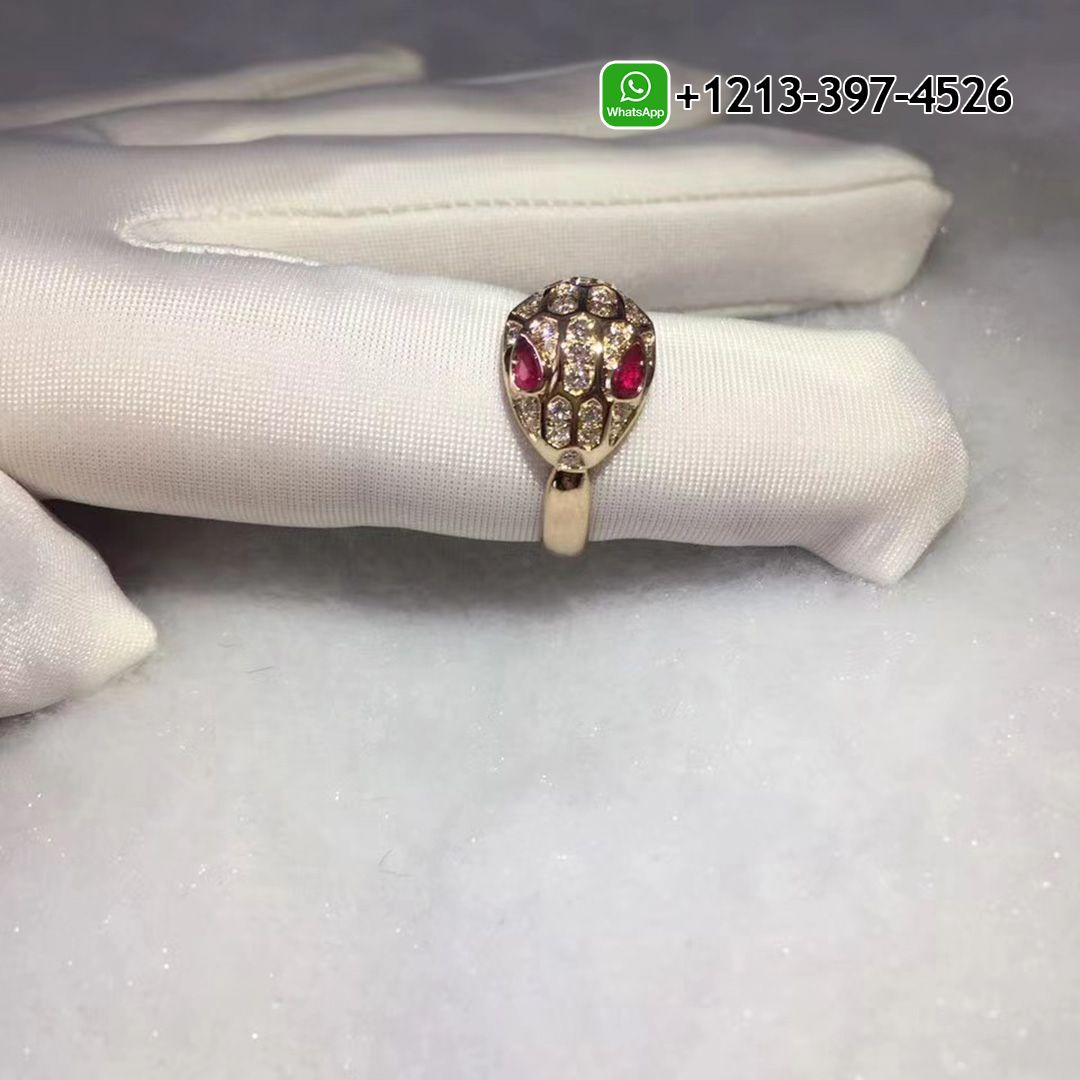 ha3rpd3pc4e Best Sellers 1:1 Quality Cheap Custom Made Bvlgari Serpenti 18k Rose Gold Diamonds and Rubellites Eye Ring - High Quality 18k Gold and Diamond Luxury Distinctive Collection Designer Jewelry Customized Factory Price