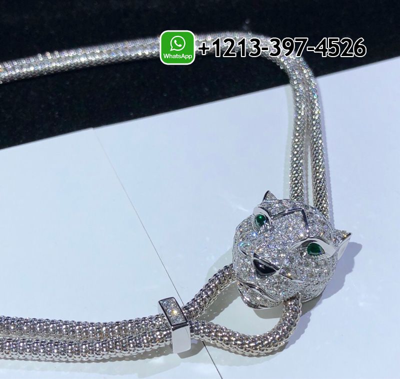hdws5mwvg1c Custom Made Best Quality 1:1 Cartier Panthere De 18k White Gold Diamond Emerald Onyx Cartier Necklace - High Quality 18k Gold and Diamond Luxury Distinctive Collection Designer Jewelry Customized Factory Price - Image 6