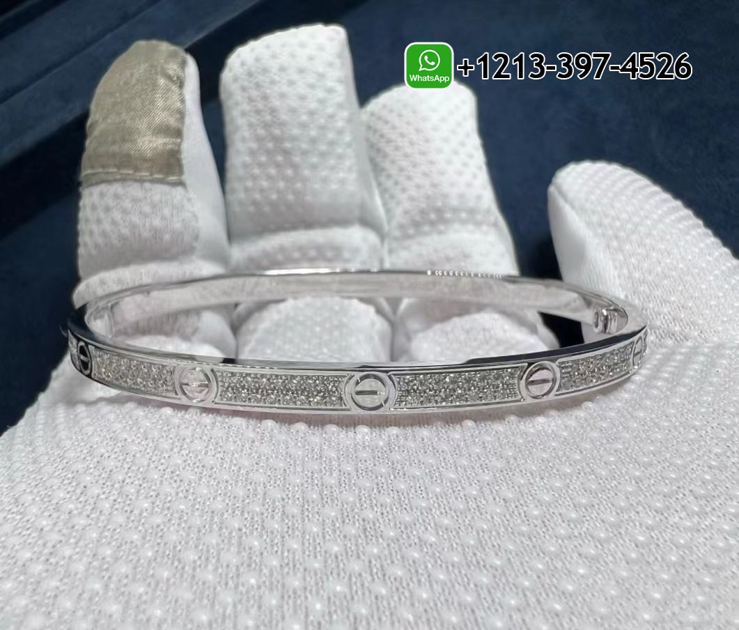 heurfupoikk High-end sale Custom Made 1:1 Quality Cartier 18K White Gold Diamond Paved Small Model LOVE Bracelet - High Quality 18k Gold and Diamond Luxury Distinctive Collection Designer Jewelry Customized Factory Price - Image 4
