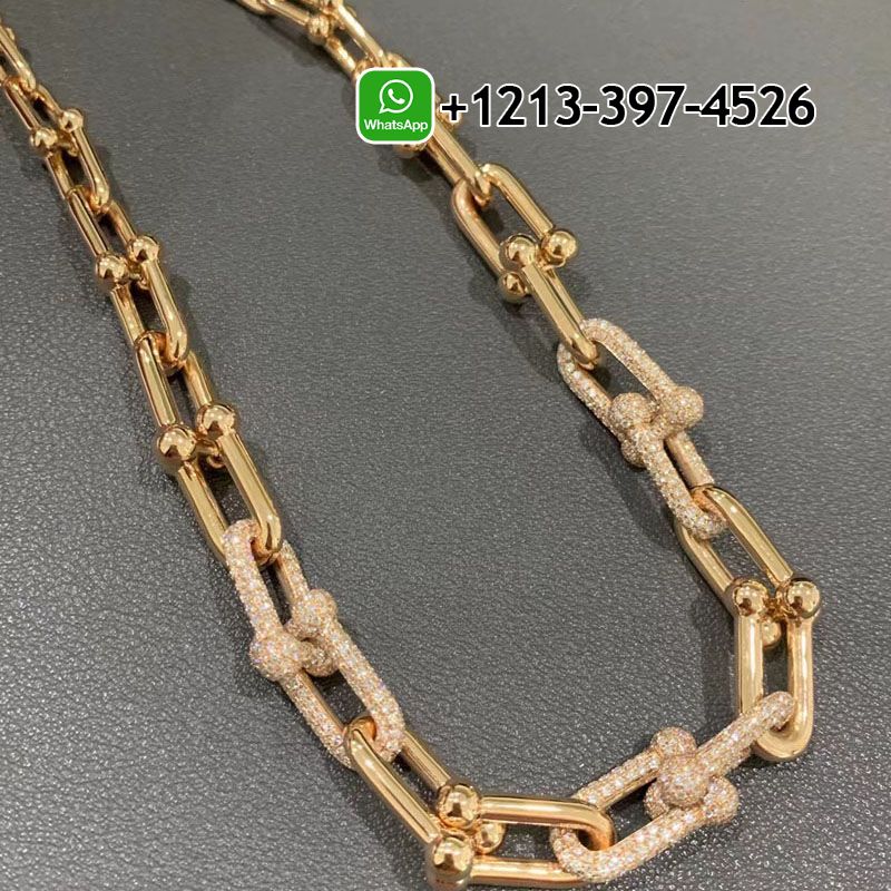 Custom Made Best Sellers Quality 1:1 Tiffany City HardWear 18k Rose Gold Pavé Diamonds Graduated Link Necklace - High Quality 18k Gold and Diamond Luxury Distinctive Collection Designer Jewelry Customized Factory Price