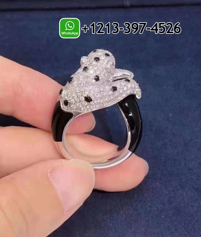 hhaeszywxpg Custom Made Best Sellers Quality 1:1 Copy Panthere de Cartier 18k White Gold Onyx & Diamond Ring - High Quality 18k Gold and Diamond Luxury Distinctive Collection Designer Jewelry Customized Factory Price - Image 3