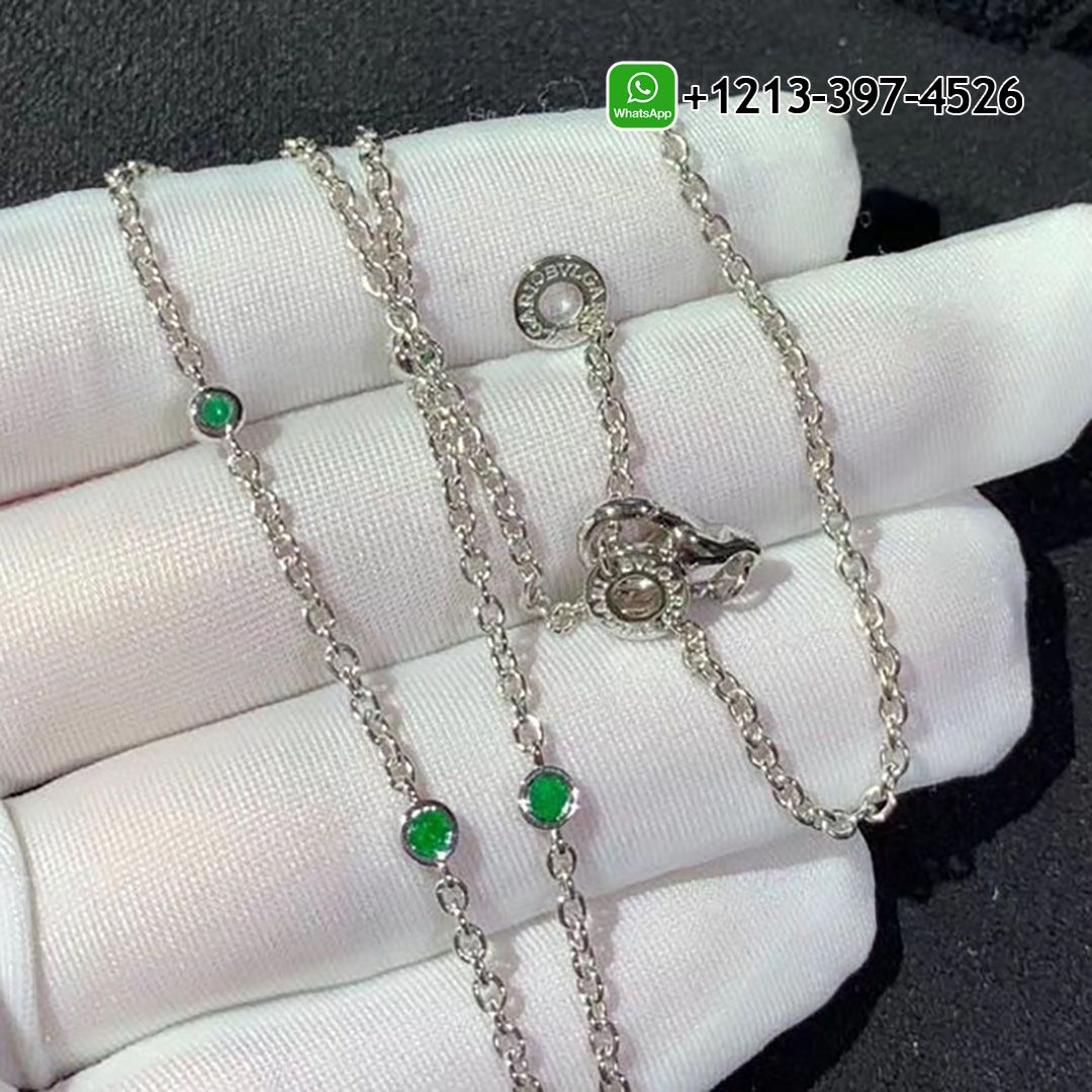 hkadcgpd3bu Bvlgari Divas’ Dream 18k White Gold Pave Diamond & Emeralds Pendant Necklace - High Quality 18k Gold and Diamond Luxury Distinctive Collection Designer Jewelry Customized Factory Price - Image 3
