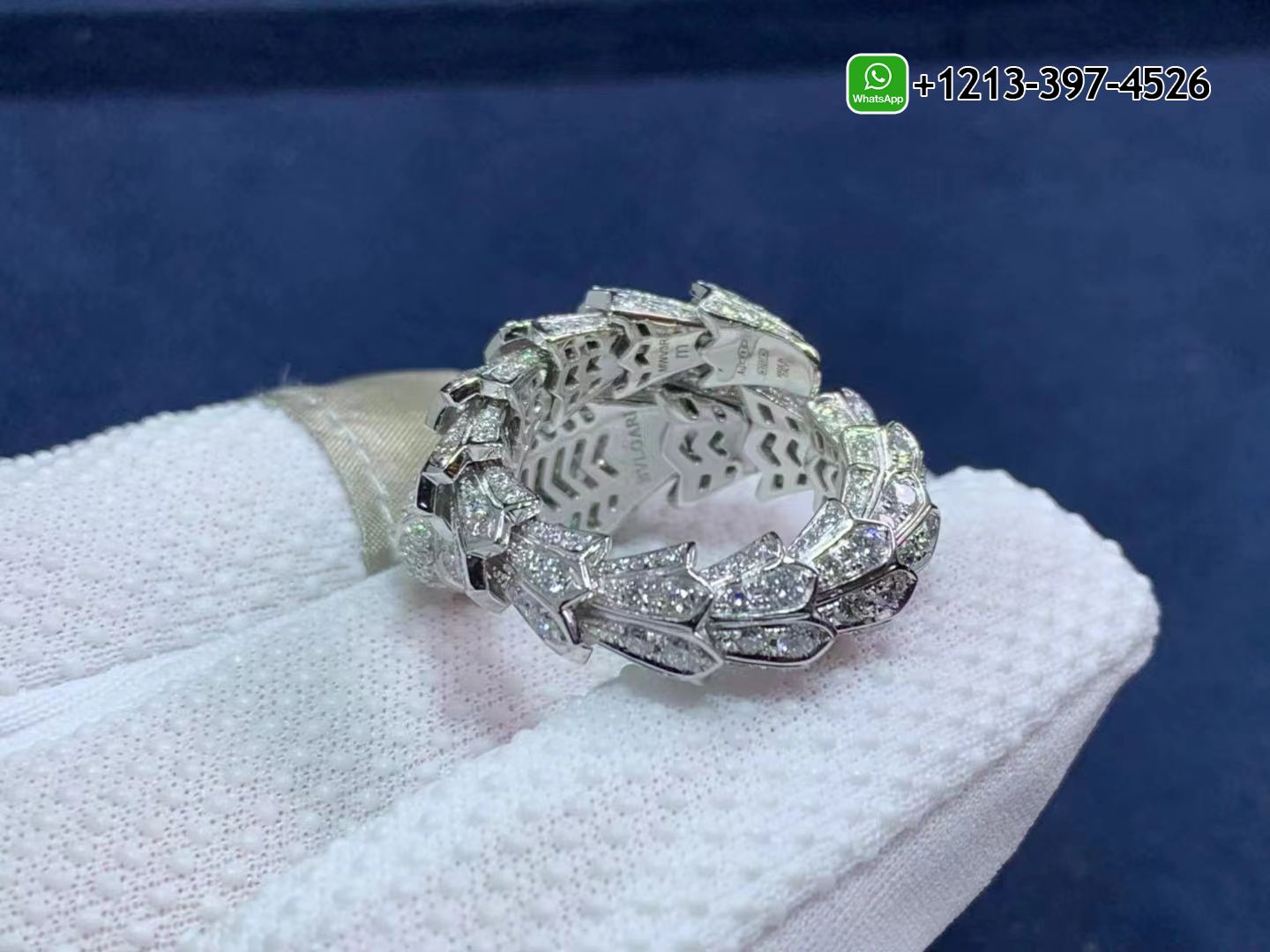 hodjqkgu2ke Custom Made Best Quality 1:1 Cheap Bvlgari Serpenti Ring 18k White Gold with Pavé Diamonds, Emerald Eyes - High Quality 18k Gold and Diamond Luxury Distinctive Collection Designer Jewelry Customized Factory Price - Image 6