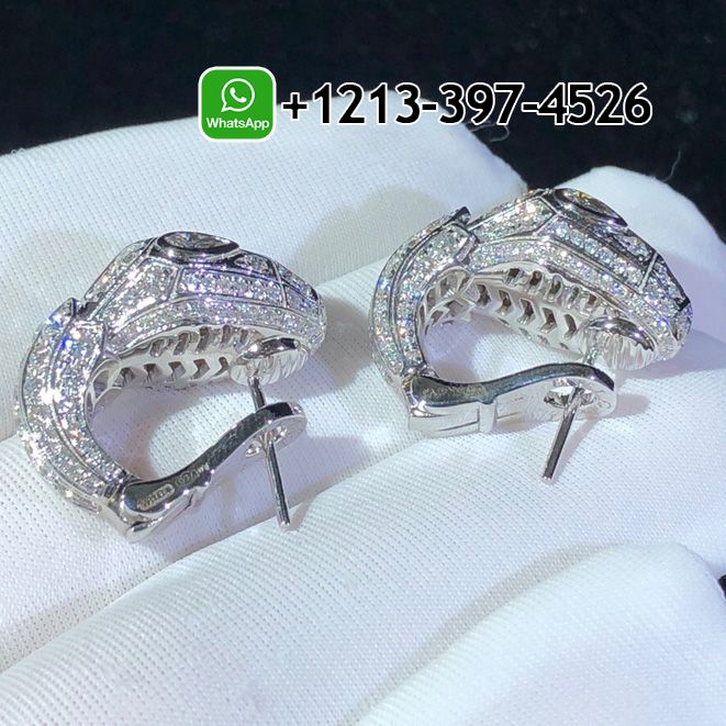 houosqoip3j Custom Made Best Quality 1:1 Bvlgari Serpenti 18k White Gold Full Pave Diamonds Earrings - High Quality 18k Gold and Diamond Luxury Distinctive Collection Designer Jewelry Customized Factory Price - Image 3