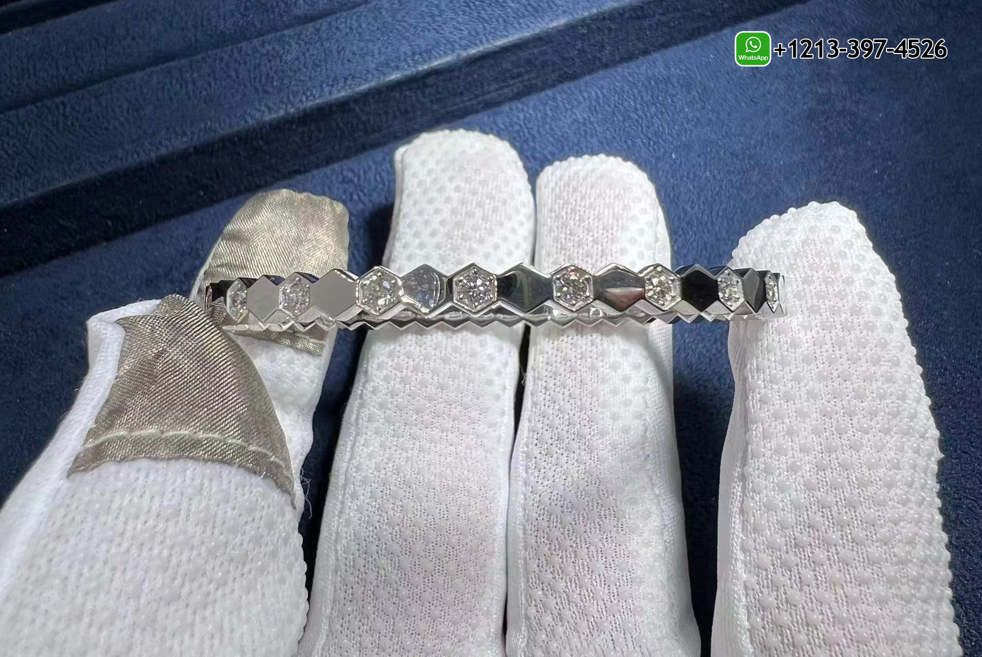 hrglsbyickp 1:1 Quality Chaumet Bee My Love Half Pavé Diamond 18k White Gold Bracelet - High Quality 18k Gold and Diamond Luxury Distinctive Collection Designer Jewelry Customized Factory Price - Image 8
