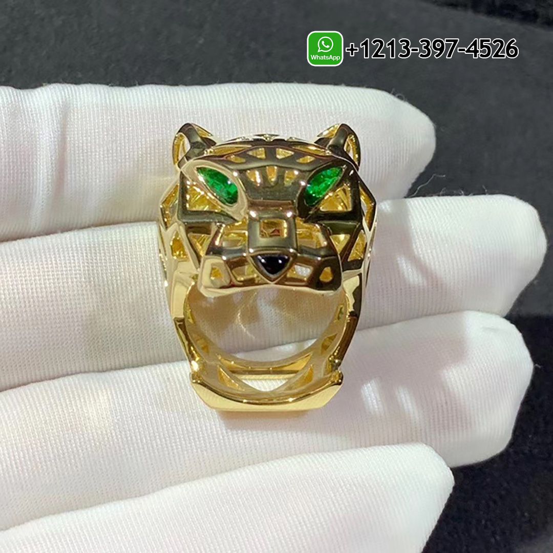 Best Sellers 1:1 Quality Cheap Custom Made Panthère de Cartier 18K Yellow Gold Tsavorite Garnet and Onyx Ring - High Quality 18k Gold and Diamond Luxury Distinctive Collection Designer Jewelry Customized Factory Price