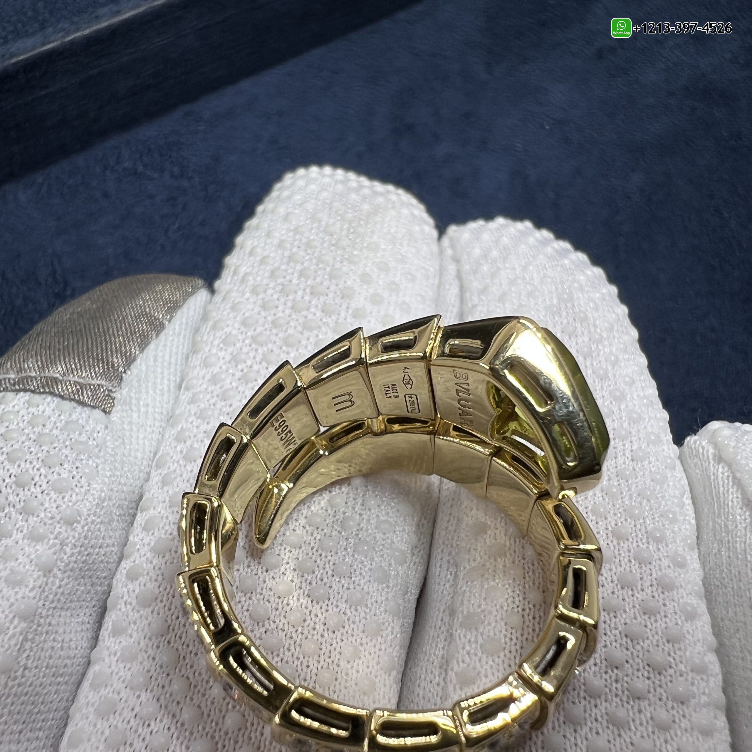 hwuci4uegel Real 1:1 High Quality Bvlgari Serpenti Viper 18k Yellow Gold Full Pavé Diamonds & Peridot One-coil Ring - High Quality 18k Gold and Diamond Luxury Distinctive Collection Designer Jewelry Customized Factory Price - Image 5