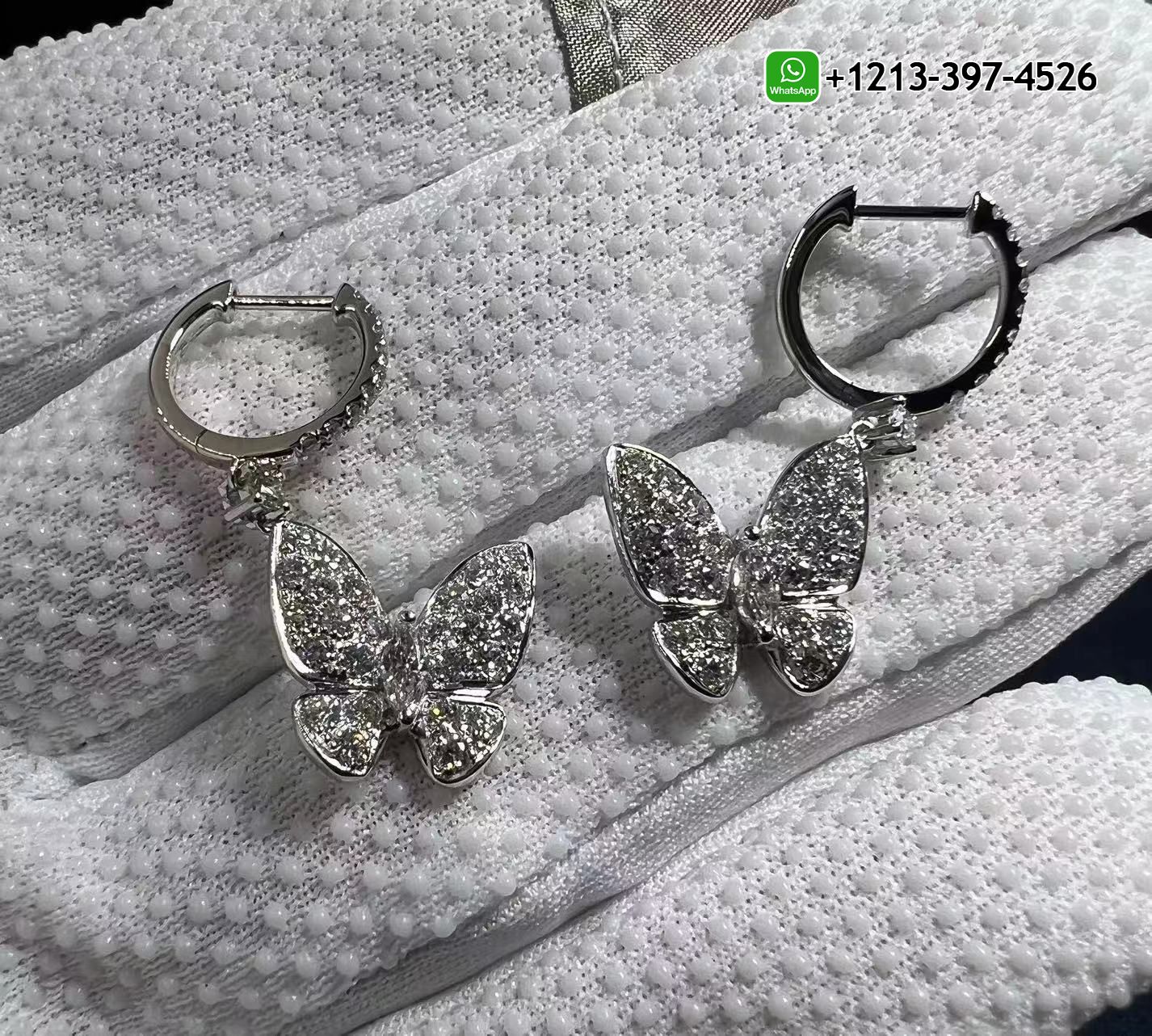 hyf23pl45m1 Custom Made Best Sellers Quality 1:1 Copy Graff Pavé Butterfly 18K White Gold Diamond Drop Earrings - High Quality 18k Gold and Diamond Luxury Distinctive Collection Designer Jewelry Customized Factory Price - Image 6