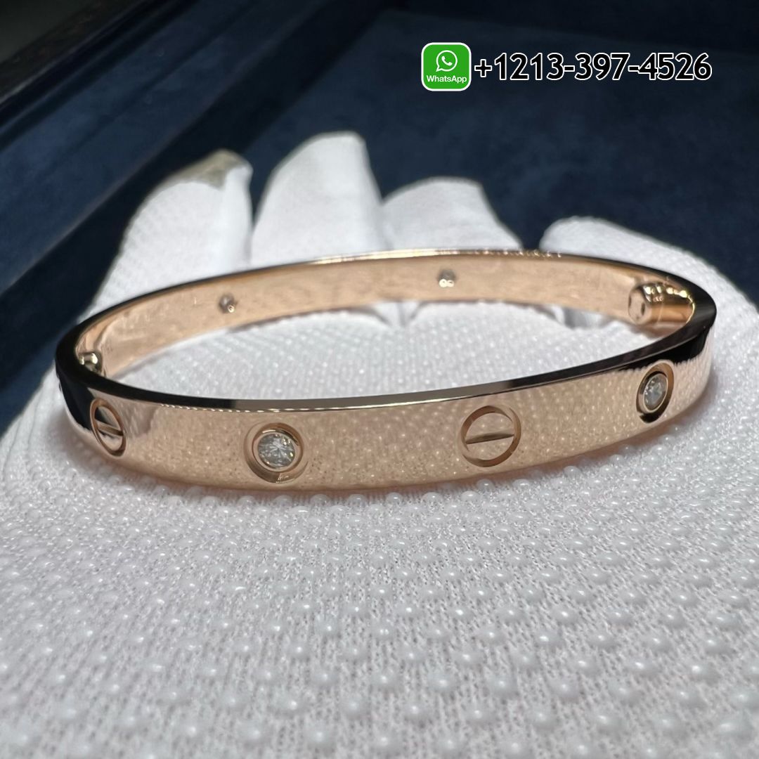 i04j5ewt4zw Custom Made Top Quality Cartier 4 Diamonds Love Bracelet 18K Rose Gold - High Quality 18k Gold and Diamond Luxury Distinctive Collection Designer Jewelry Customized Factory Price - Image 5