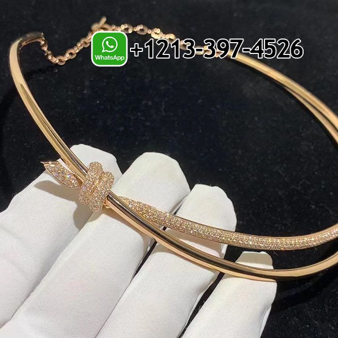 i0yemxndgve Best Sellers 1:1 Quality Cheap Custom Made Tiffany Knot Double Row 18K Rose Gold with Diamonds Necklace - High Quality 18k Gold and Diamond Luxury Distinctive Collection Designer Jewelry Customized Factory Price - Image 3
