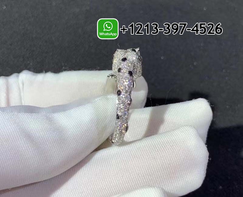 i3513xn0owa Custom Made Best Quality 1:1 Cheap Cartier Panthere 18k White Gold Diamond Paved Onyx Ring - High Quality 18k Gold and Diamond Luxury Distinctive Collection Designer Jewelry Customized Factory Price - Image 9