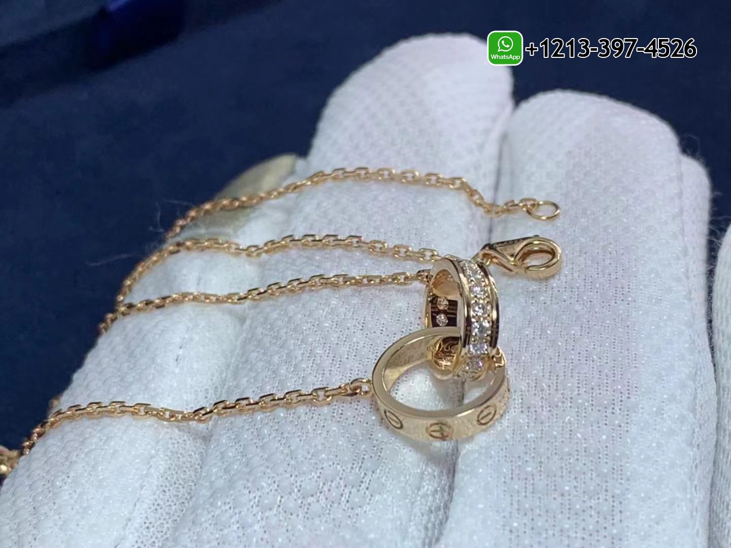 i3e3jgcvd3f Custom Made Best Quality 1:1 Cartier 18k Rose Gold Love Diamonds Necklace - High Quality 18k Gold and Diamond Luxury Distinctive Collection Designer Jewelry Customized Factory Price - Image 2