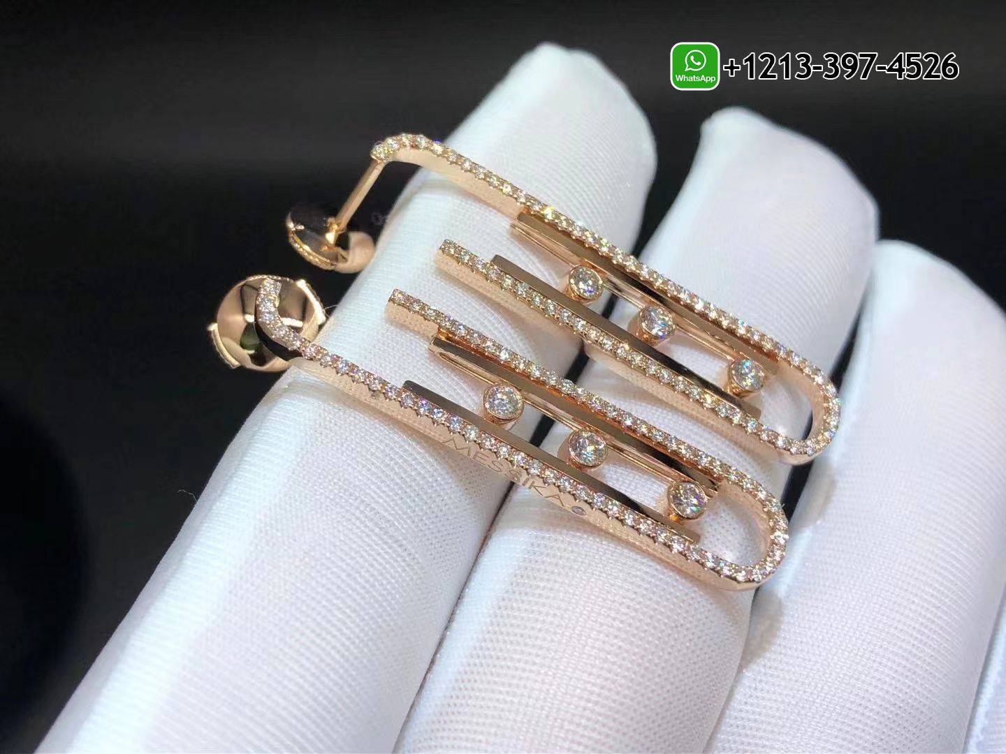 i3k3elwincx Best Sellers 1:1 Quality Cheap Custom Made Messika Boucles d’oreilles Move 10th PM Pink Gold Diamond Earrings - High Quality 18k Gold and Diamond Luxury Distinctive Collection Designer Jewelry Customized Factory Price - Image 4