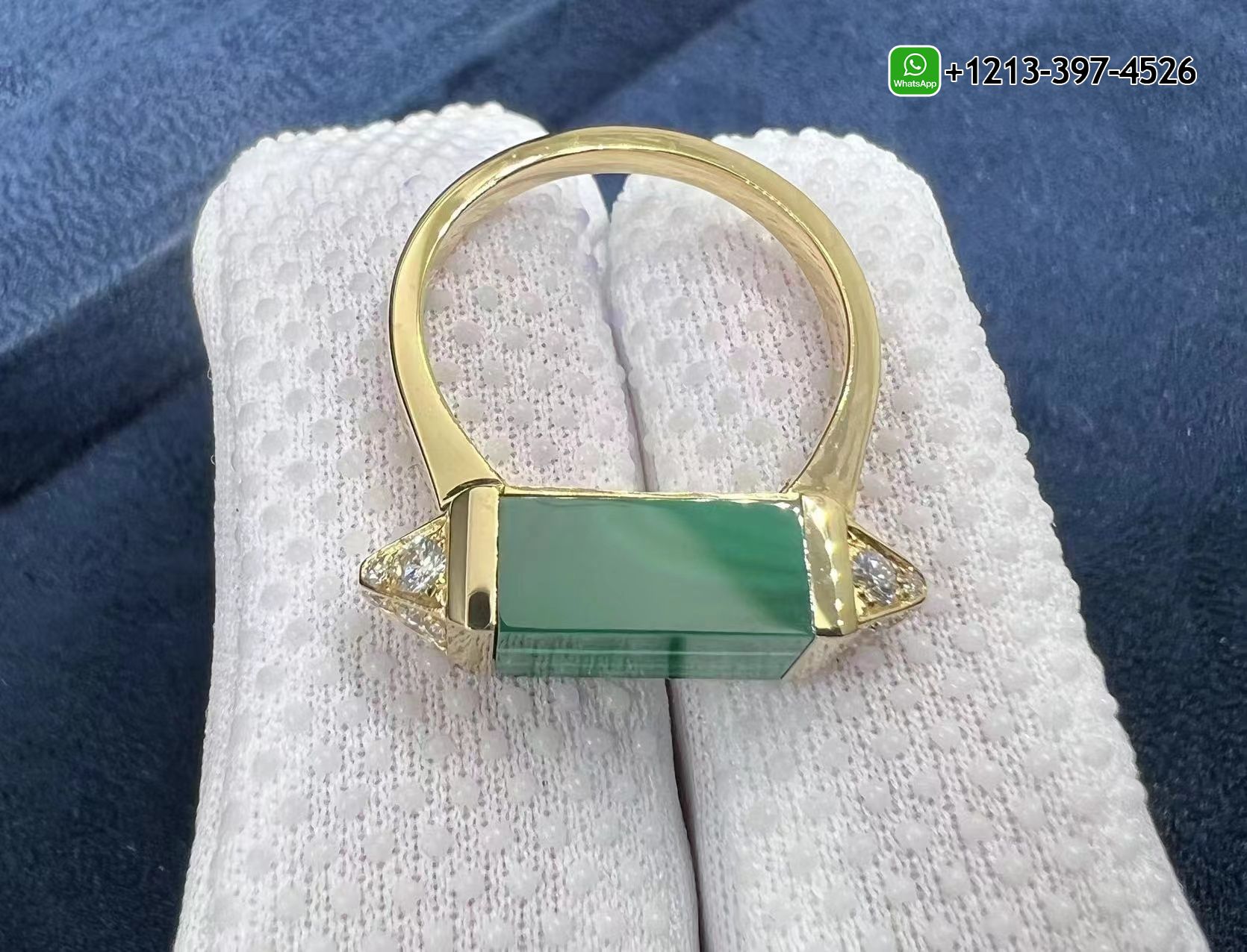 i4gt2f1e15t Best Sellers 1:1 Quality Cheap Custom Made Cartier 18K Yellow Gold Diamond & Malachite Les Berlingots de Cartier Ring - High Quality 18k Gold and Diamond Luxury Distinctive Collection Designer Jewelry Customized Factory Price - Image 2