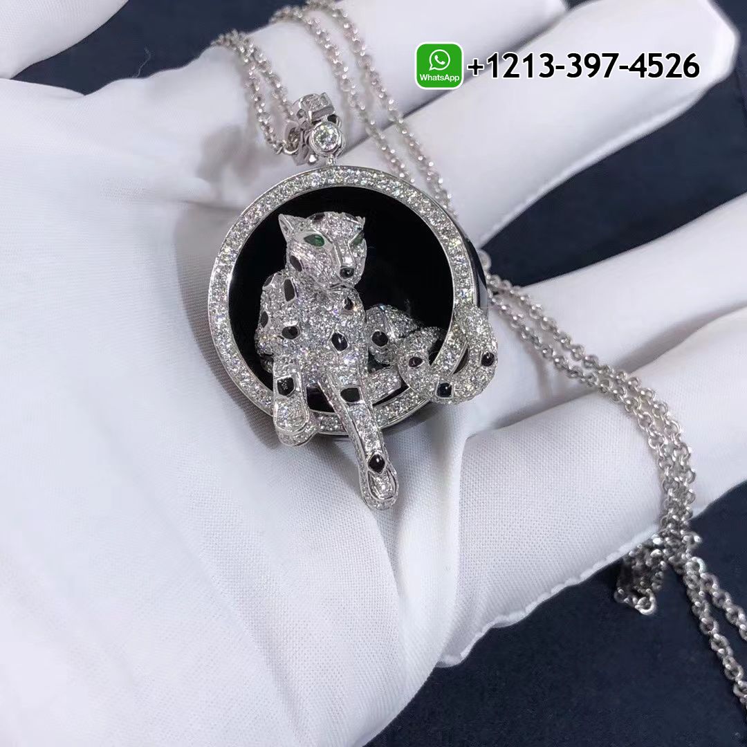 iapyxxevkrz Custom Made Best Quality 1:1 Panthere de Cartier 18k White Gold Black Jade Diamonds Onyx Emeralds Necklace - High Quality 18k Gold and Diamond Luxury Distinctive Collection Designer Jewelry Customized Factory Price - Image 5