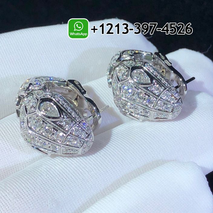 ibhwjt4pkja Custom Made Best Quality 1:1 Bvlgari Serpenti 18k White Gold Full Pave Diamonds Earrings - High Quality 18k Gold and Diamond Luxury Distinctive Collection Designer Jewelry Customized Factory Price - Image 2