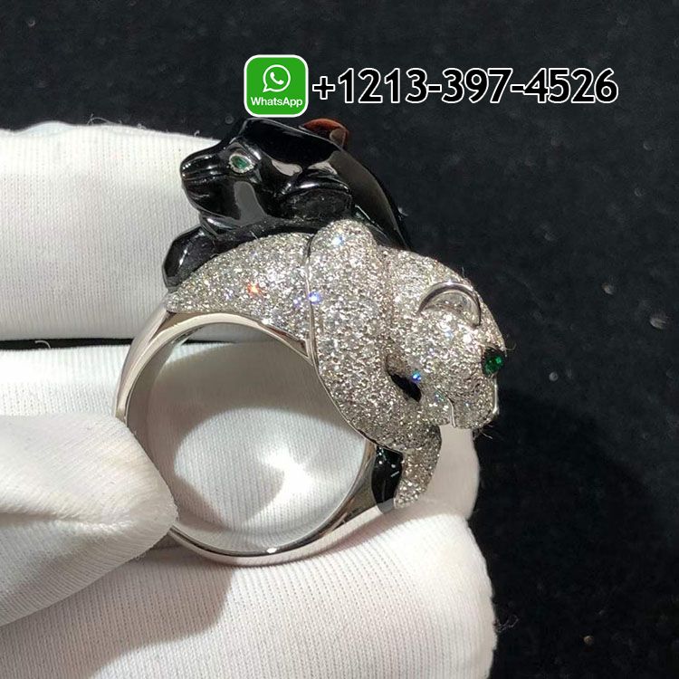iciut4bnygg Custom Made Best Sellers Quality 1:1 Cartier Panthère de Cartier 18K White Gold Diamond Emerald Onyx Ring - High Quality 18k Gold and Diamond Luxury Distinctive Collection Designer Jewelry Customized Factory Price - Image 7