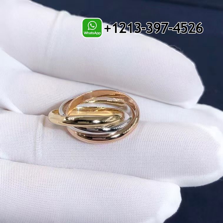 Best Sellers 1:1 Quality Cheap Custom Made Cartier Classic Solid 18k Tri-Color Gold Small Model Trinity Ring - High Quality 18k Gold and Diamond Luxury Distinctive Collection Designer Jewelry Customized Factory Price