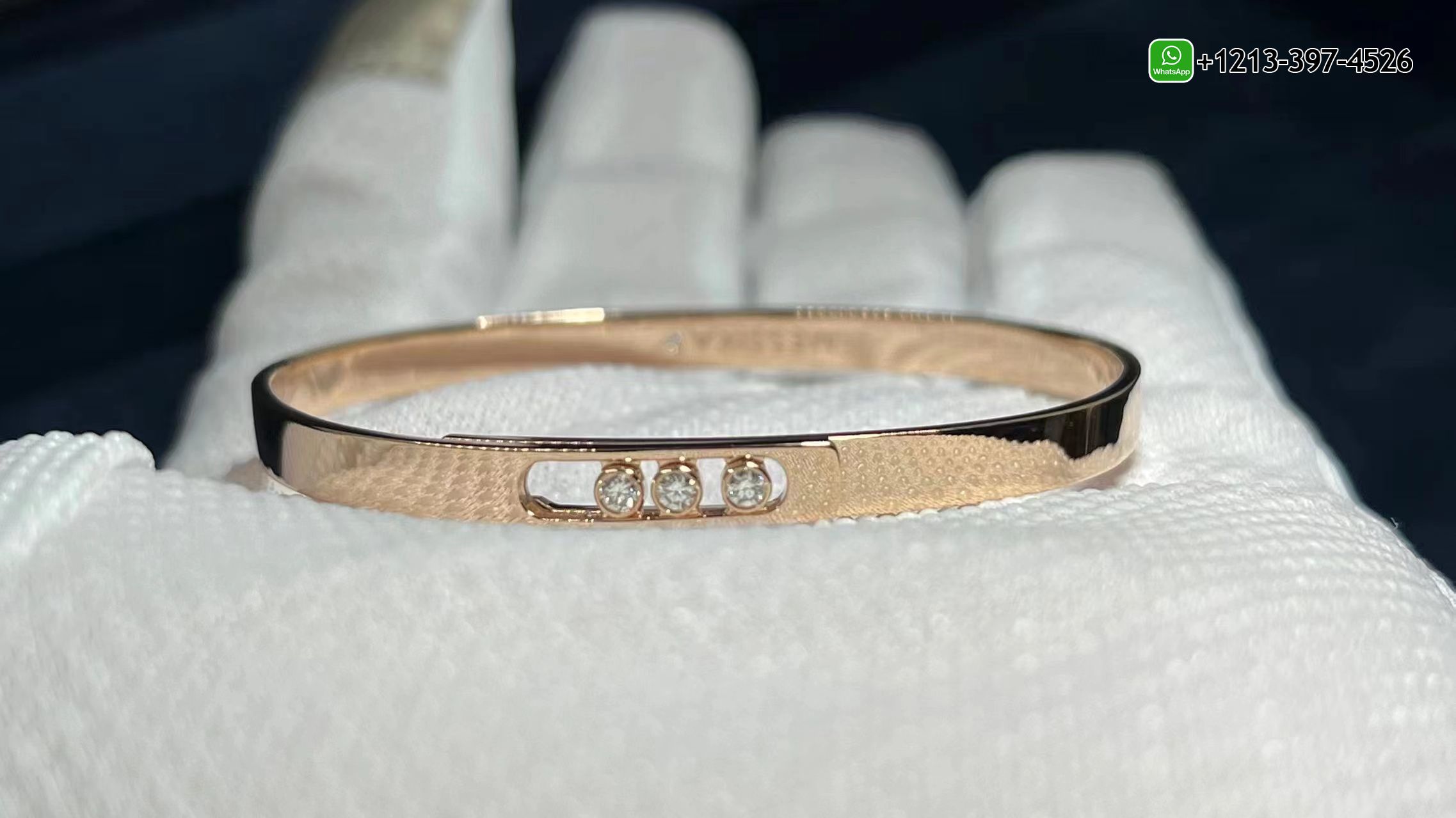 iddyq3tkta0 Best Quality 1:1 Copy Messika 18K Rose Gold 3 Diamond Move Noa Bangle Bracelet - High Quality 18k Gold and Diamond Luxury Distinctive Collection Designer Jewelry Customized Factory Price - Image 4