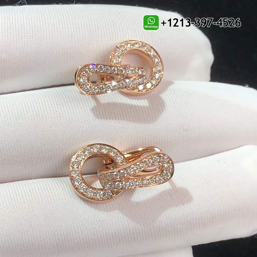 Cartier Agrafe 18k Rose Gold Pave Diamond Earrings N8515156 - High Quality 18k Gold and Diamond Luxury Distinctive Collection Designer Jewelry Customized Factory Price