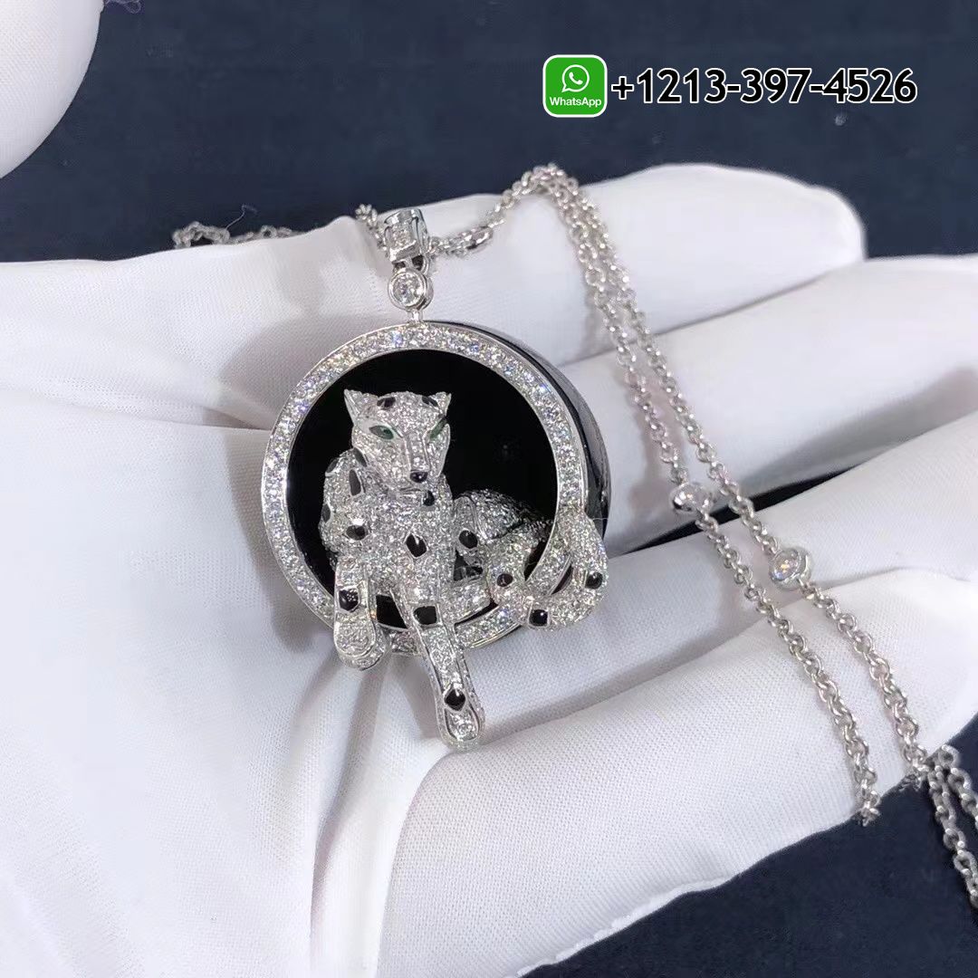 ier1nrea0p0 Custom Made Best Quality 1:1 Panthere de Cartier 18k White Gold Black Jade Diamonds Onyx Emeralds Necklace - High Quality 18k Gold and Diamond Luxury Distinctive Collection Designer Jewelry Customized Factory Price - Image 7