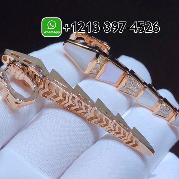 if1iexo0rb0 Custom Made Best Quality 1:1 Bvlgari Serpenti Viper 18k Rose Gold Diamond & Mother of Pearl Earrings - High Quality 18k Gold and Diamond Luxury Distinctive Collection Designer Jewelry Customized Factory Price - Image 3