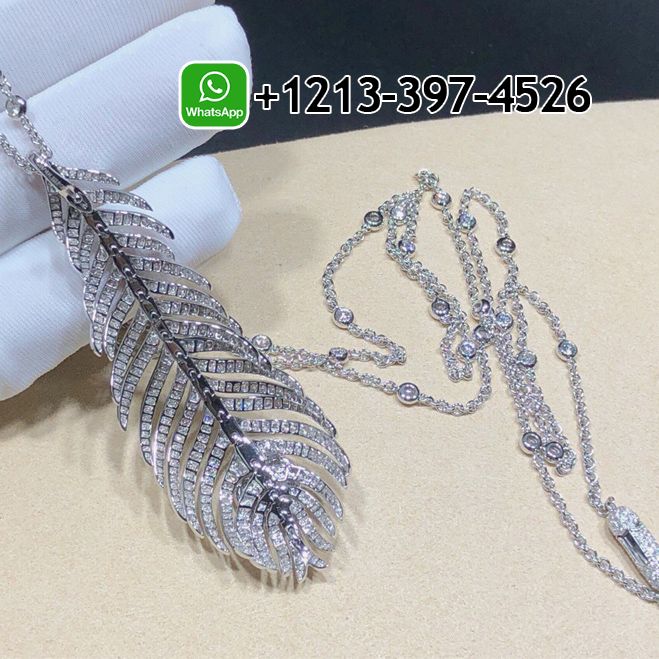 ig5o3tz23bc Best Quality Boucheron Plume de Paon 18k White Gold Pave Diamond Feather Pendant Neckloace Replica - High Quality 18k Gold and Diamond Luxury Distinctive Collection Designer Jewelry Customized Factory Price - Image 5